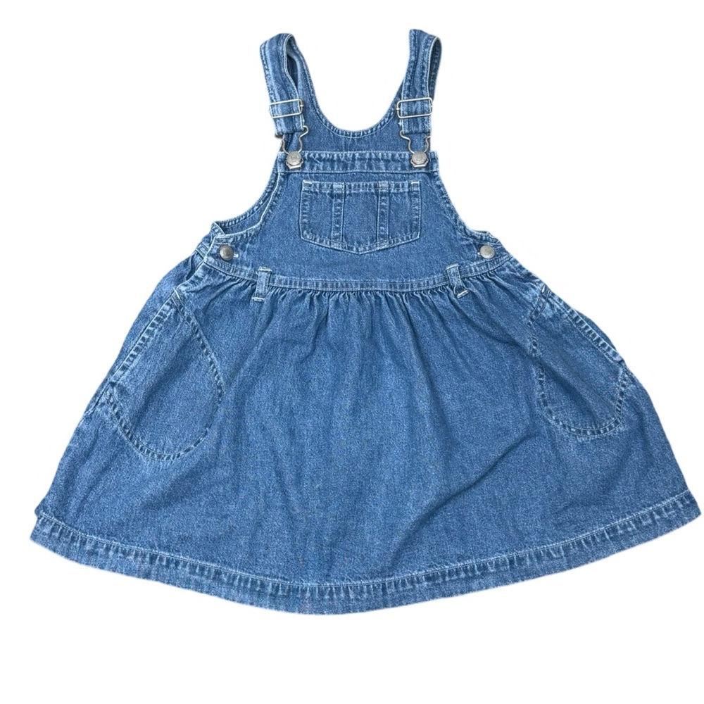 1999 Baby GAP Blue Denim Overalls Dress with Pockets Girls Size 4
